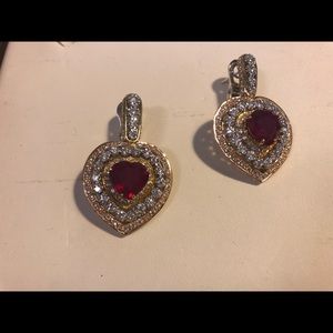 Gold, diamond and ruby earrings